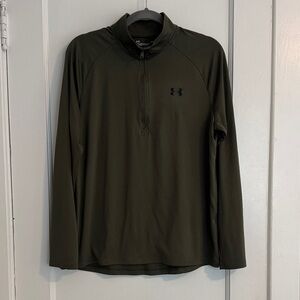 Under Armour Men's Olive Green Loose 1/4 Zip Pullover Jacket